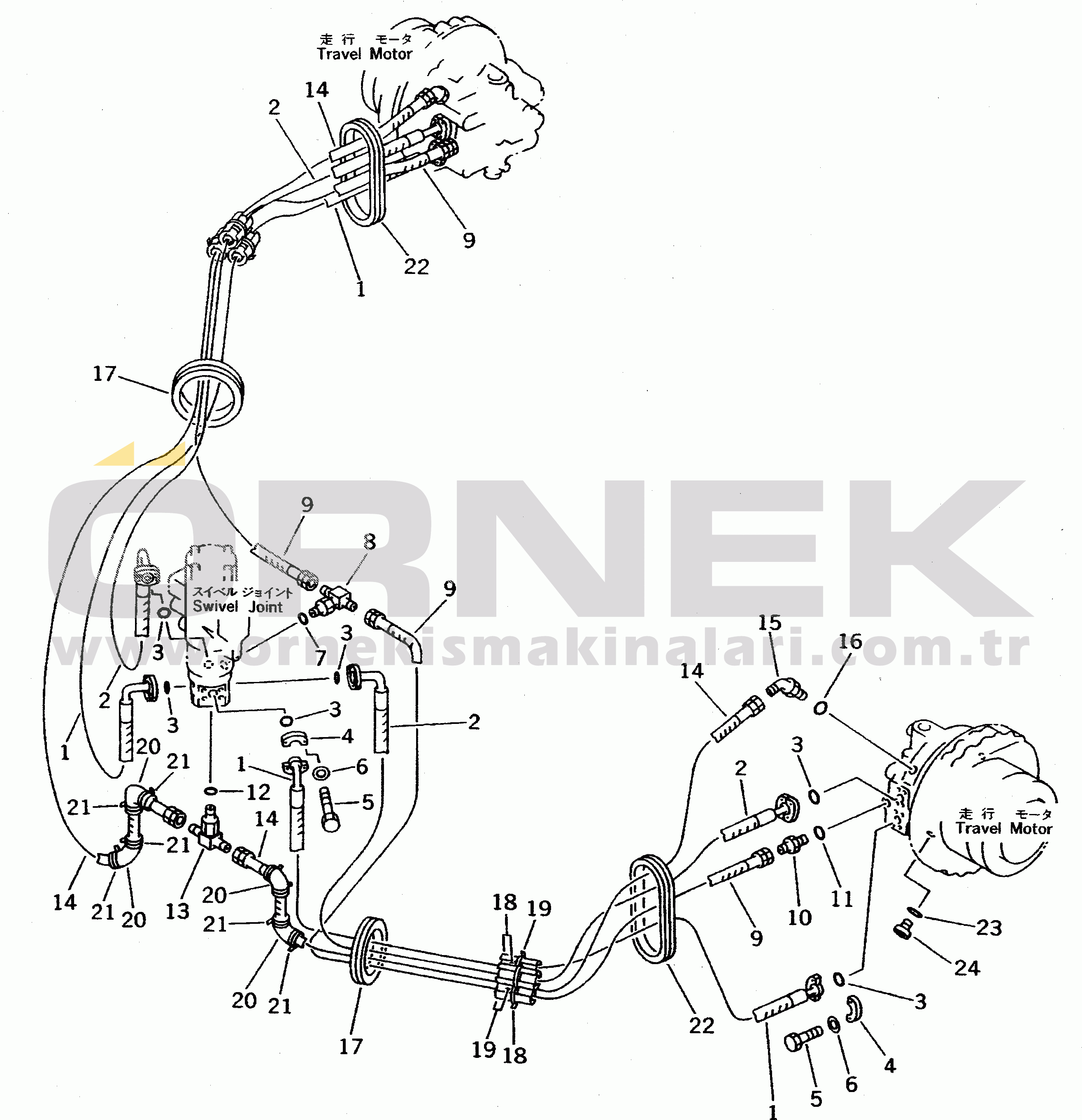 Komatsu PC400-5 S/N 20001-UP (Yurtdışı Versiyonu) TRAVEL PIPING