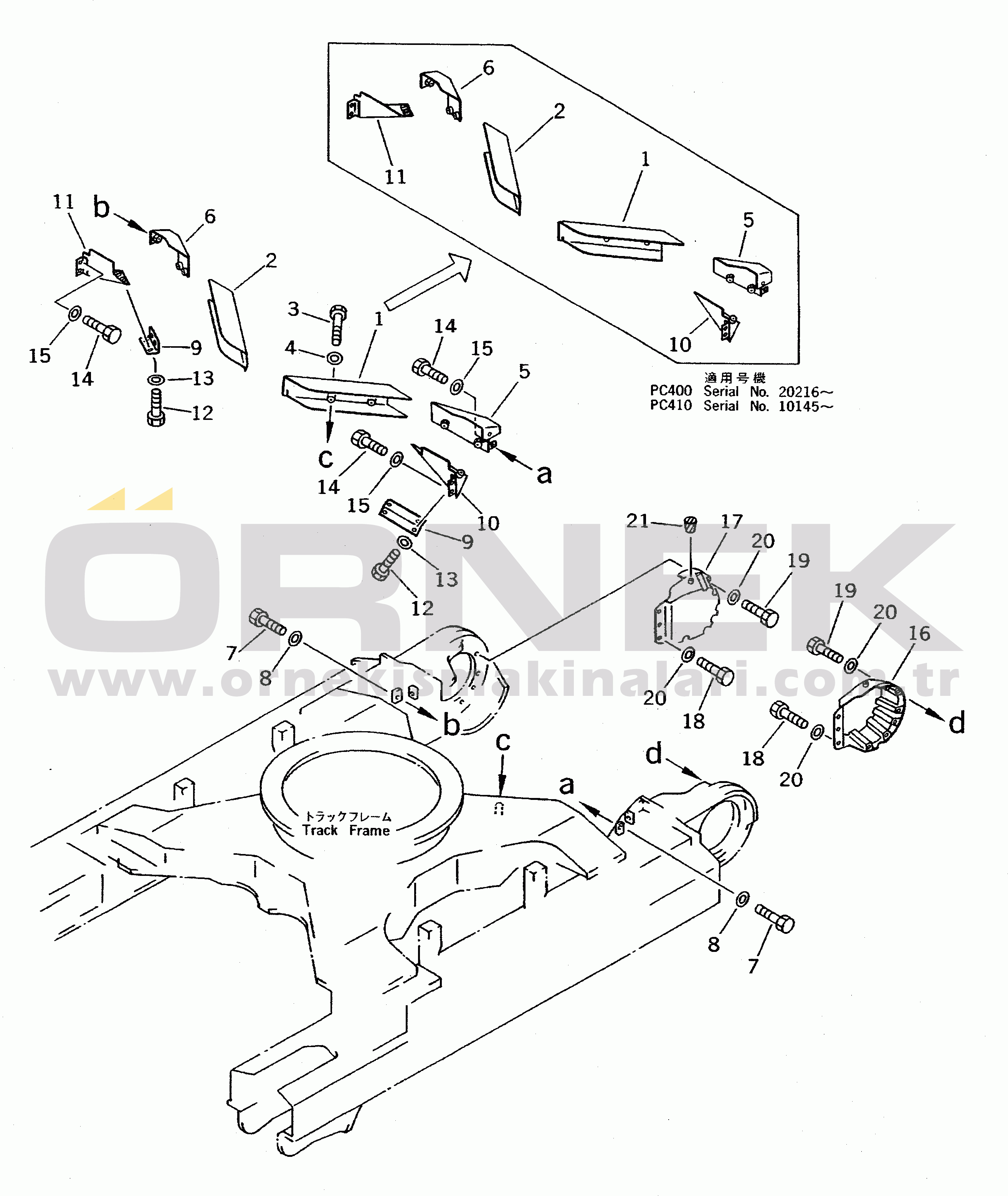 Komatsu PC400-5 S/N 20001-UP (Yurtdışı Versiyonu) TRAVEL PIPING GUARD