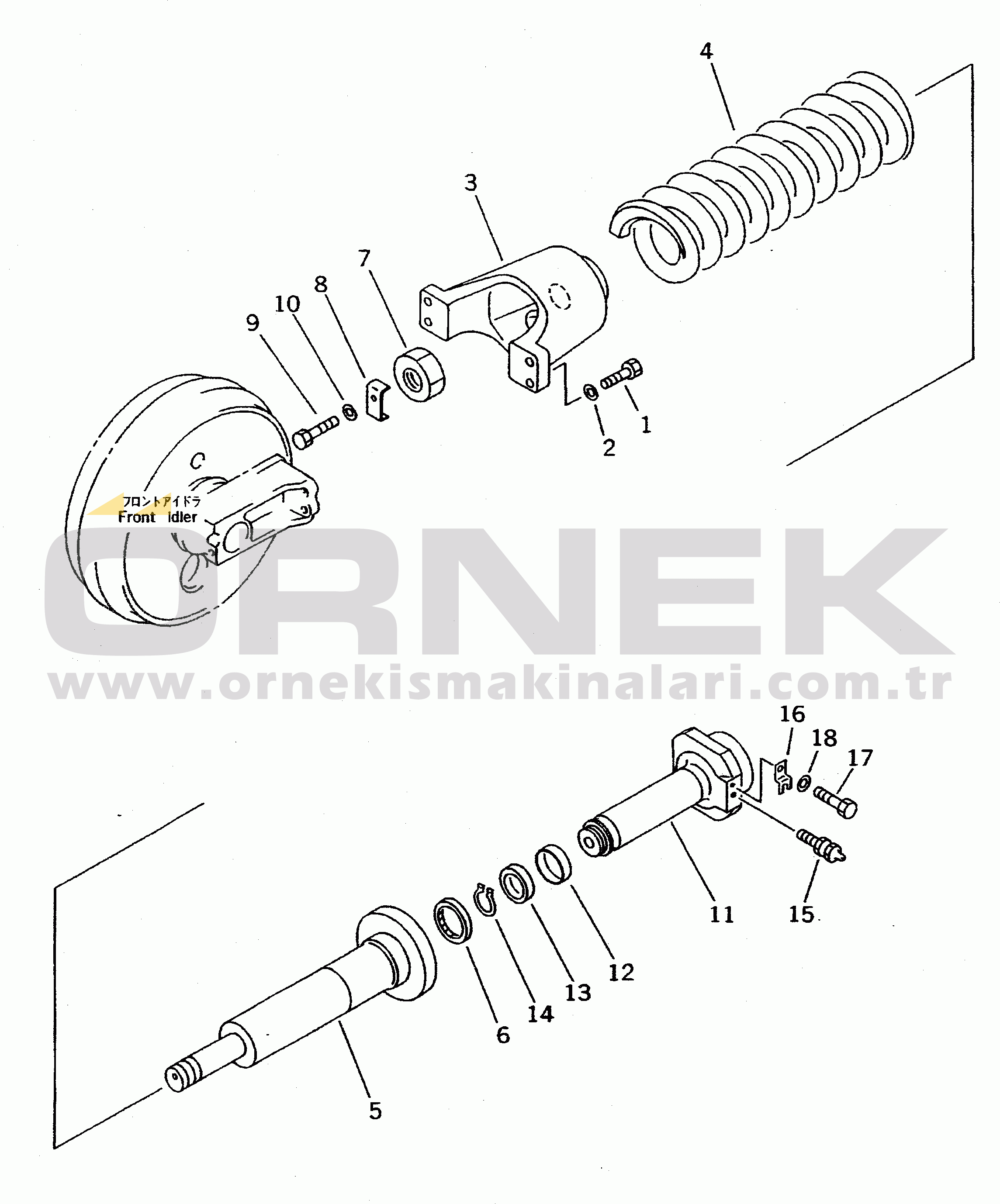 Komatsu PC400-5 S/N 20001-UP (Yurtdışı Versiyonu) IDLER CUSHION(#20001-21660)