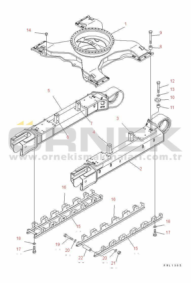 Komatsu PC400-6 S/N 30001-UP TRACK FRAME (VARIABLE GAUGE) (FULL ROLLER GUARD)(#32250-)