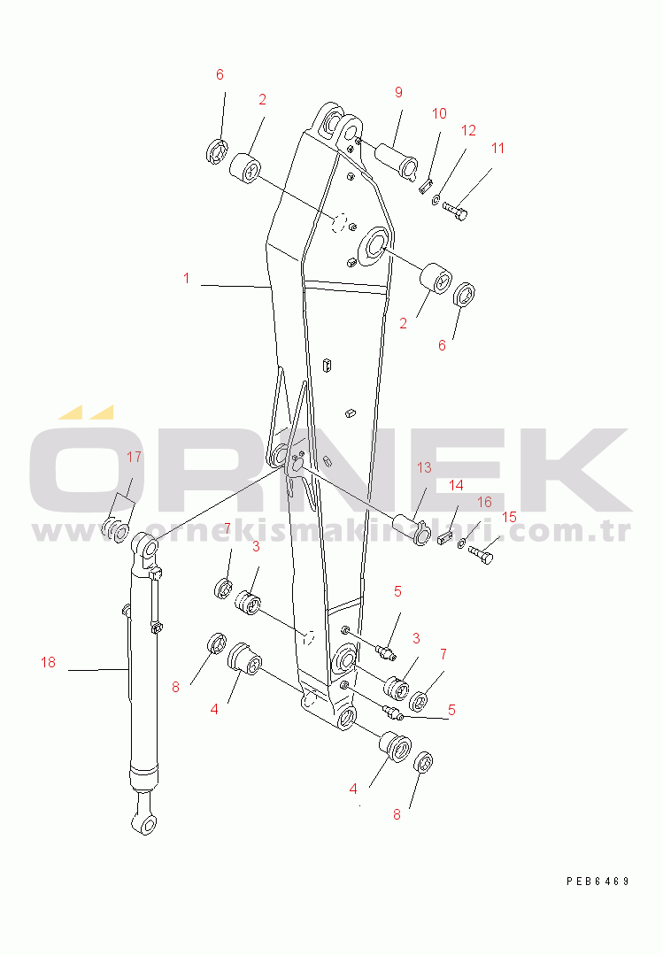 Komatsu PC400-6 S/N 30001-UP ARM (4.8M) (ARM AND BUCKET CYLINDER)