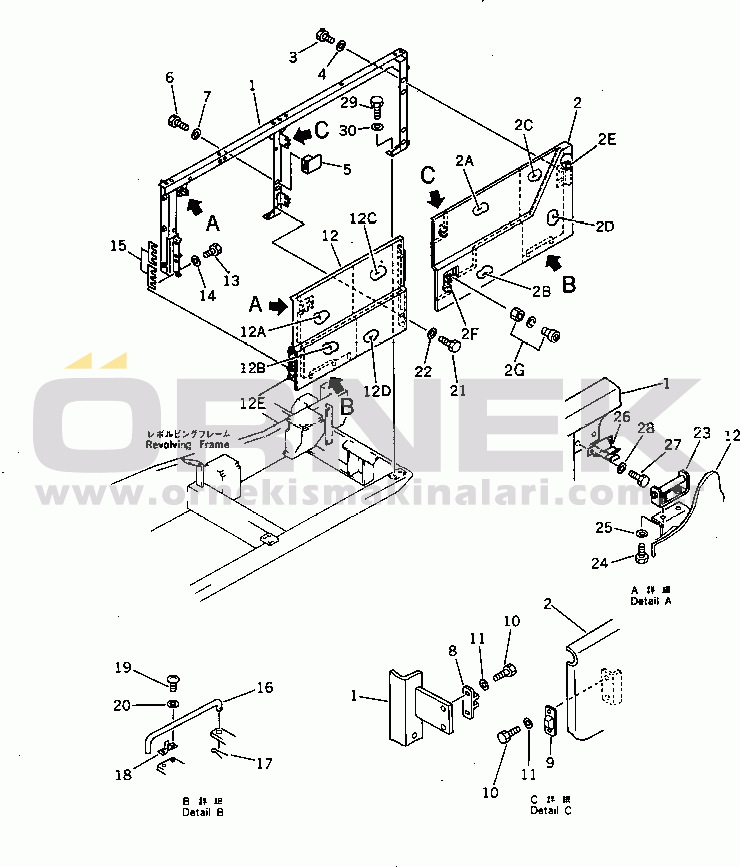 Komatsu PC400-3 S/N 11001-UP MACHINERY COMPARTMENT (2/5) (WITH VANDALISM PROTECTION)