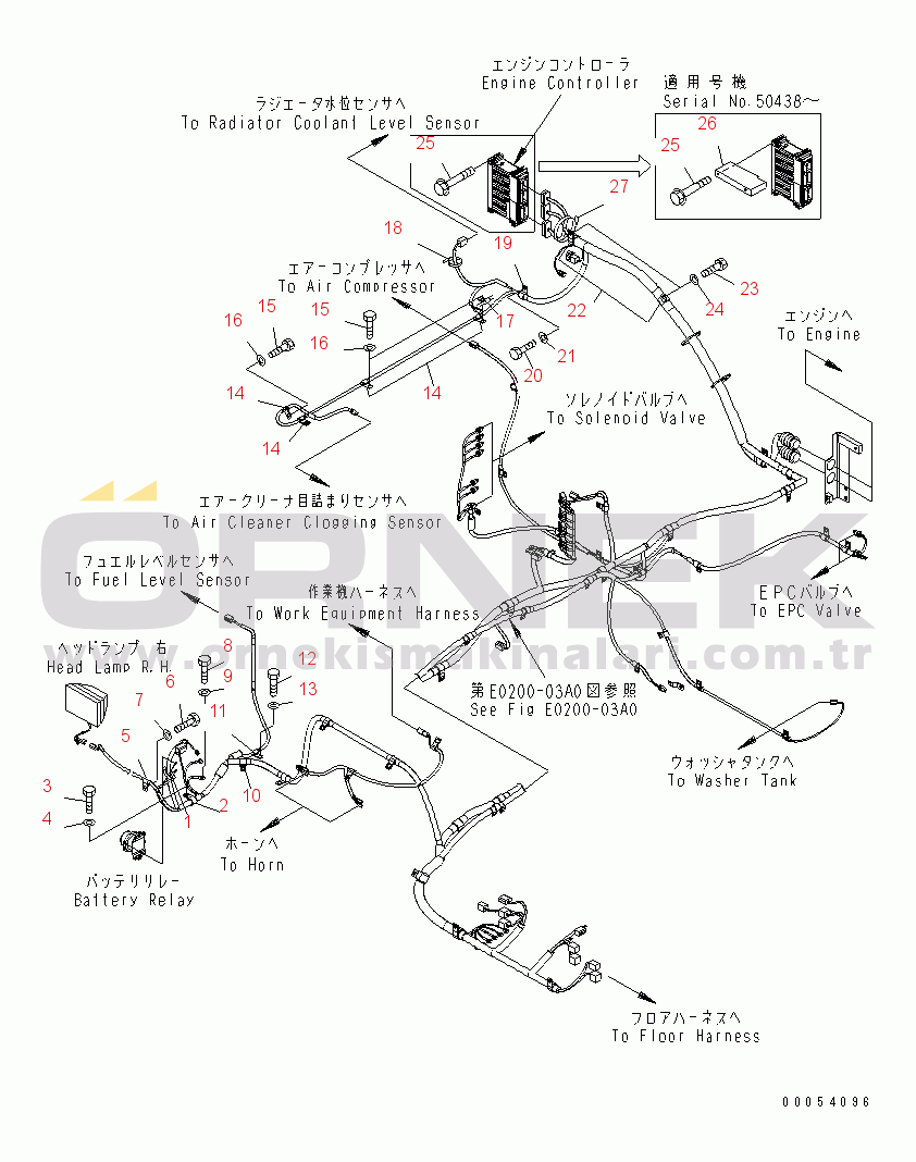 Komatsu PC400-7 S/N 50001-UP (Yurtdışı Versiyonu) WIRING (MAIN HARNESS) (CLIP) (2/2)(#50001-52473)
