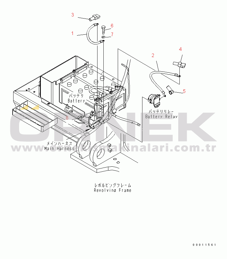 Komatsu PC400-7 S/N 50001-UP (Yurtdışı Versiyonu) WIRING (BATTERY CASE)