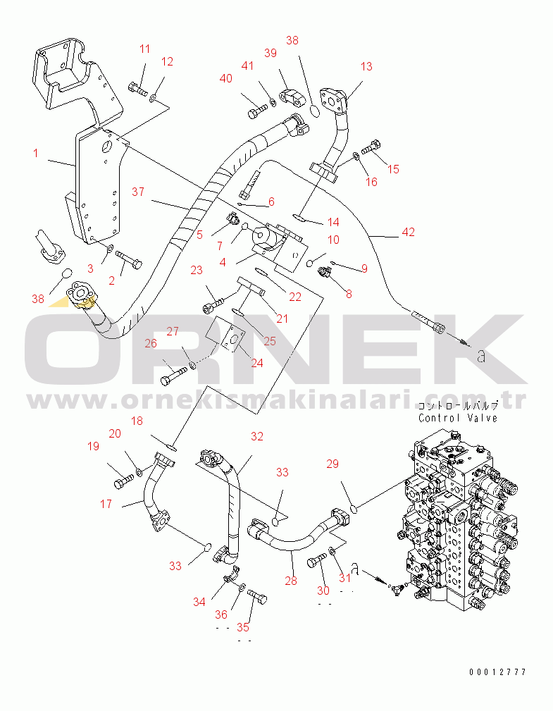 Komatsu PC400-7 S/N 50001-UP (Yurtdışı Versiyonu) ACTUATOR PIPING (MAIN R.H.) (1 ACTUATOR)