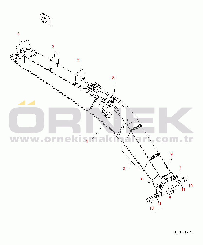 Komatsu PC400-7 S/N 50001-UP (Yurtdışı Versiyonu) BOOM (7.0M) (100 HOURS GREASING TYPE)