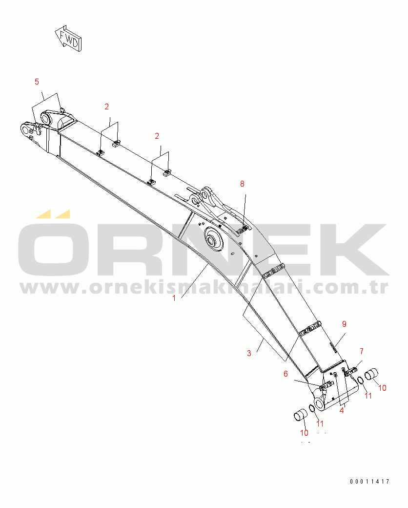 Komatsu PC400-7 S/N 50001-UP (Yurtdışı Versiyonu) BOOM (7.0M) (HEAVY DUTY) (100 HOURS GREASING TYPE)