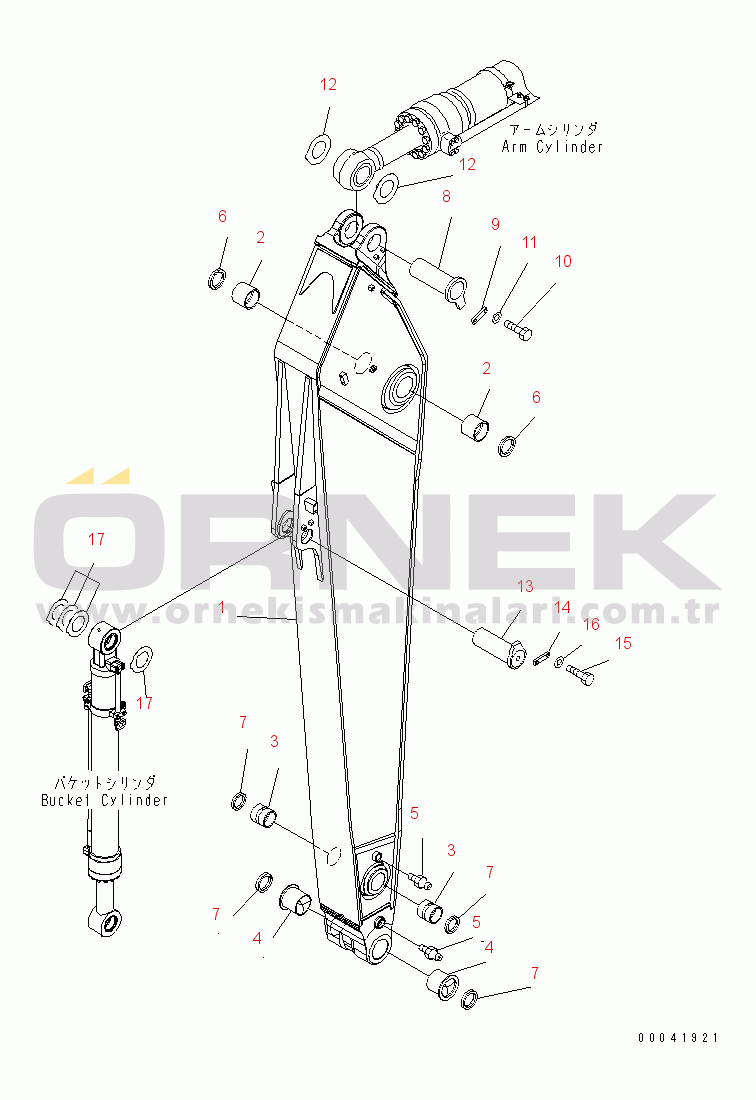 Komatsu PC400-7 S/N 50001-UP (Yurtdışı Versiyonu) ARM (4.0M) (500 HOURS GREASING TYPE)(#50473-)