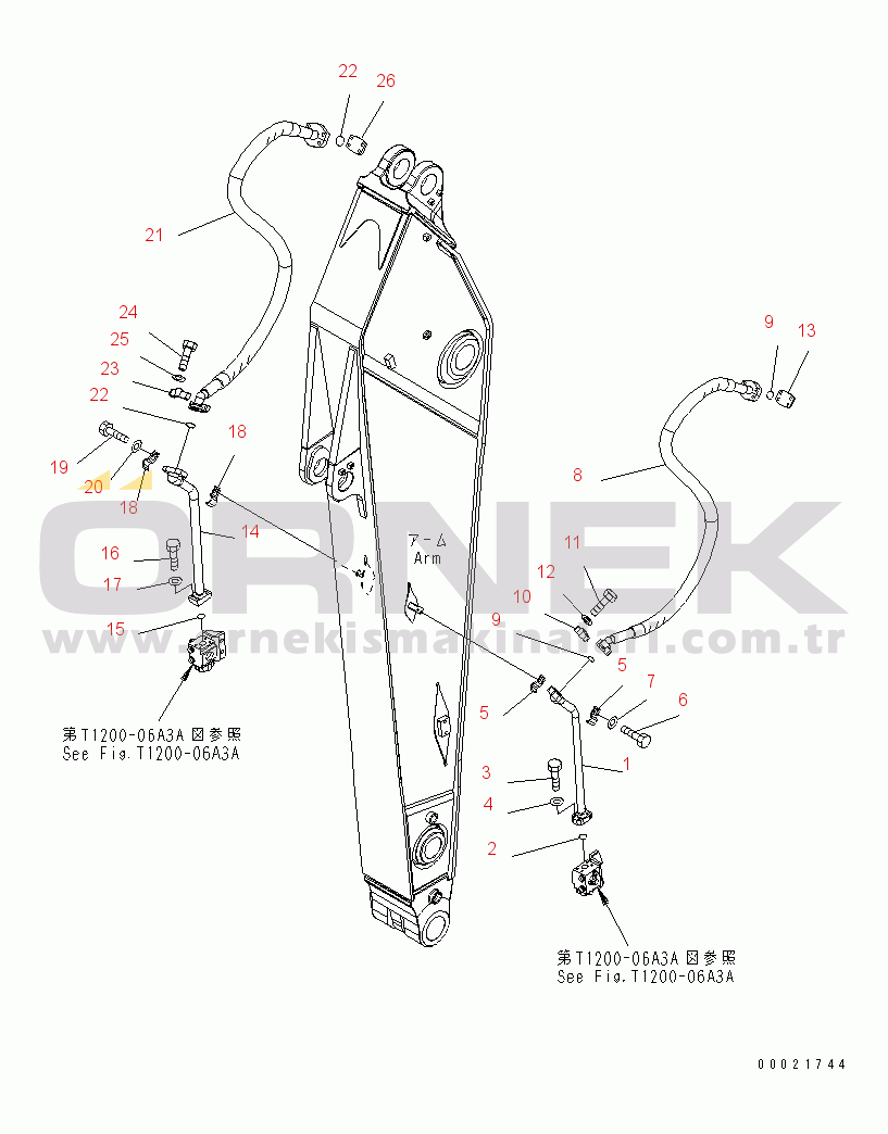Komatsu PC400-7 S/N 50001-UP (Yurtdışı Versiyonu) ARM (3.4M) (FOR ADDITIONAL PIPING)