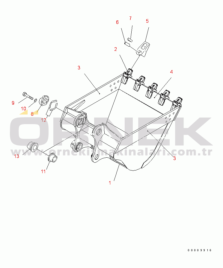 Komatsu PC400-7 S/N 50001-UP (Extreme Cold Terrain Spec.) BUCKET¤ 1.9M3 ¤ 1474MM (VERTICAL PIN TYPE)(#50001-50437)