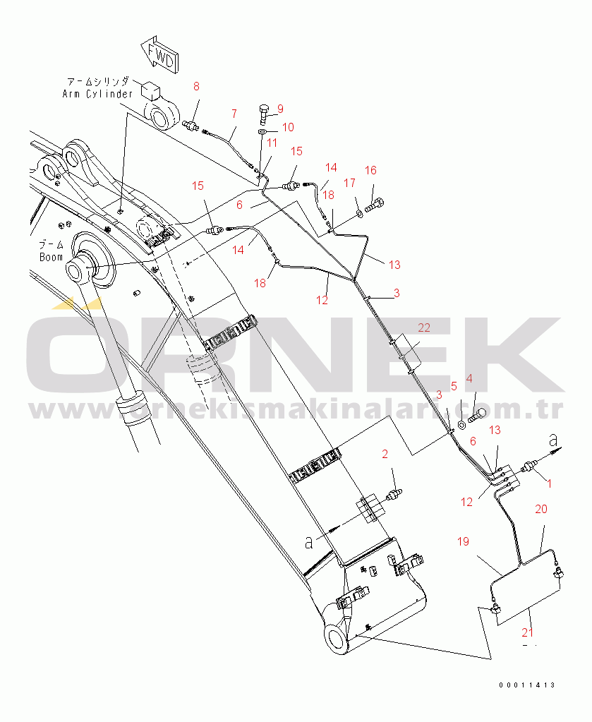 Komatsu PC400-7E0 S/N 60001-UP (ecot3) BOOM (LUBRICATING LINE) (FOR HEAVY DUTY BOOM)