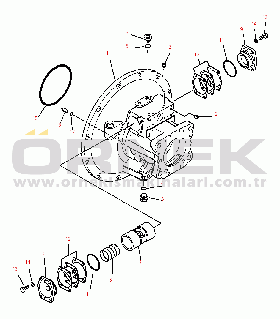Komatsu PC400LC-5 S/N A40001-A70500 HYDRAULIC PUMP ASSEMBLY MAIN PUMP ASSEMBLY - FRONT SECTION