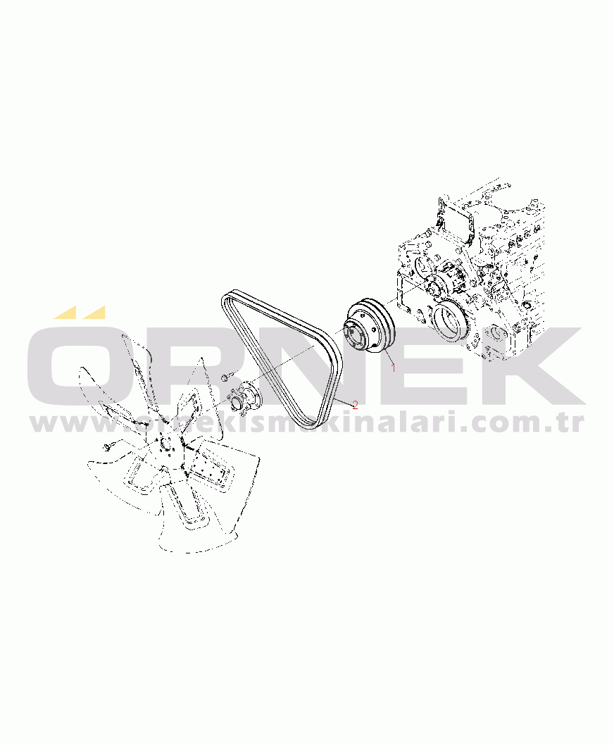 Komatsu PC400LC-8 S/N A88001-UP A5050-A3R6 FAN PULLEY AND DRIVE BELT