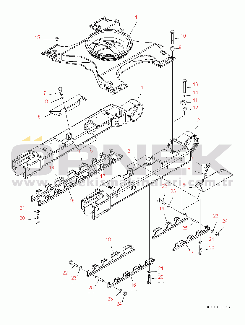 Komatsu PC400LC-7-M1 S/N 50001-UP TRACK FRAME (VARIABLE GAUGE) (FULL ROLLER GUARD)