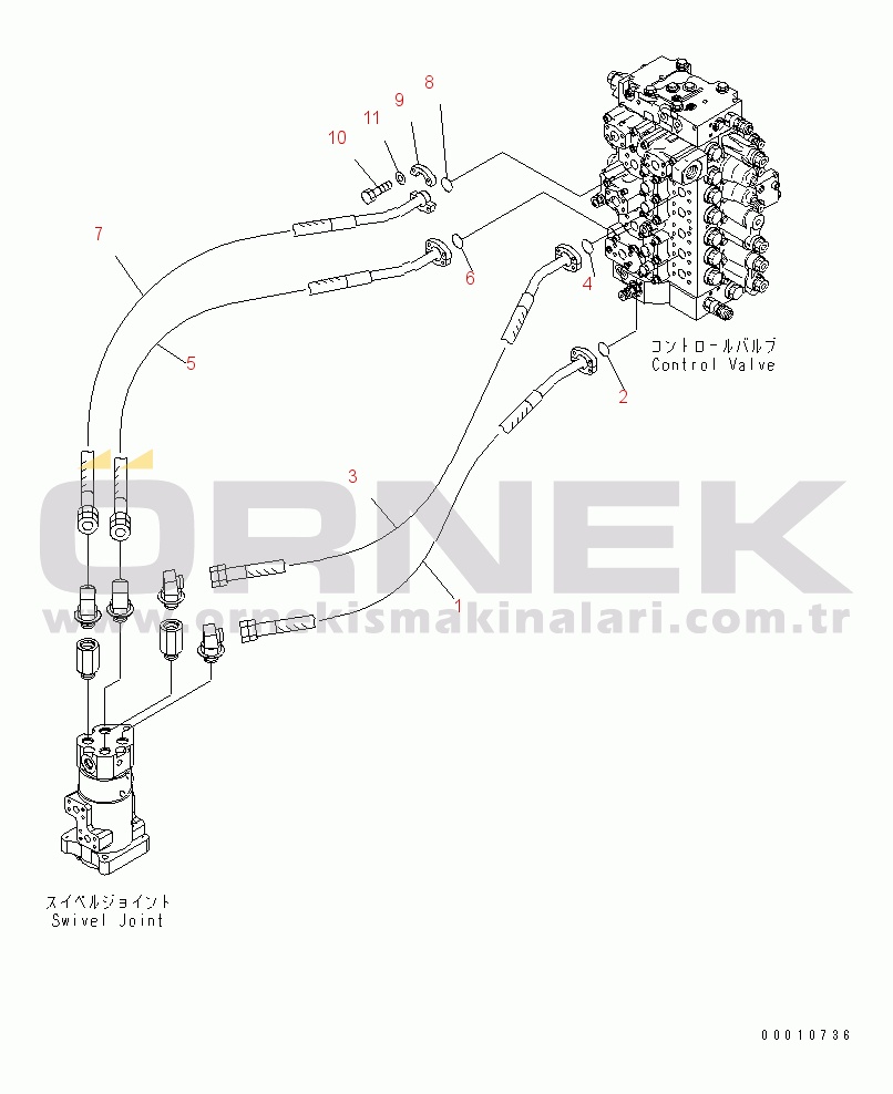 Komatsu PC400LC-7 S/N 50001-UP (Yurtdışı Versiyonu) TRAVEL PIPING