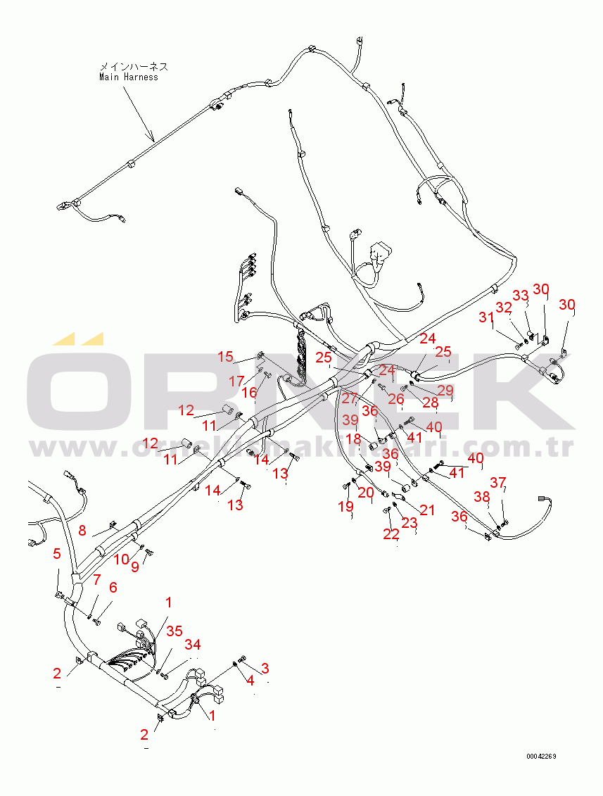 Komatsu PC400LC-7E0 S/N 60001-UP (ecot3, For EU) WIRING (MAIN HARNESS) (CLIP) (1/3)