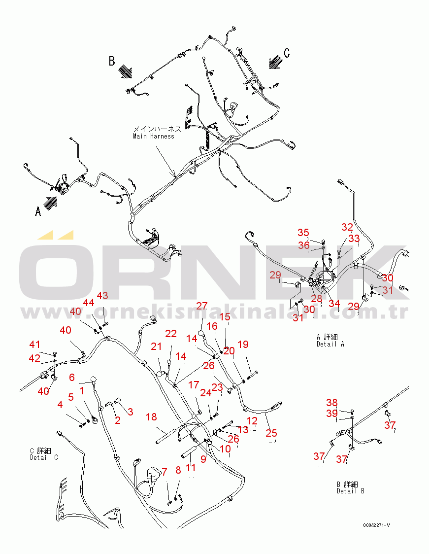 Komatsu PC400LC-7E0 S/N 60001-UP (ecot3, For EU) WIRING (MAIN HARNESS) (CLIP) (3/3)