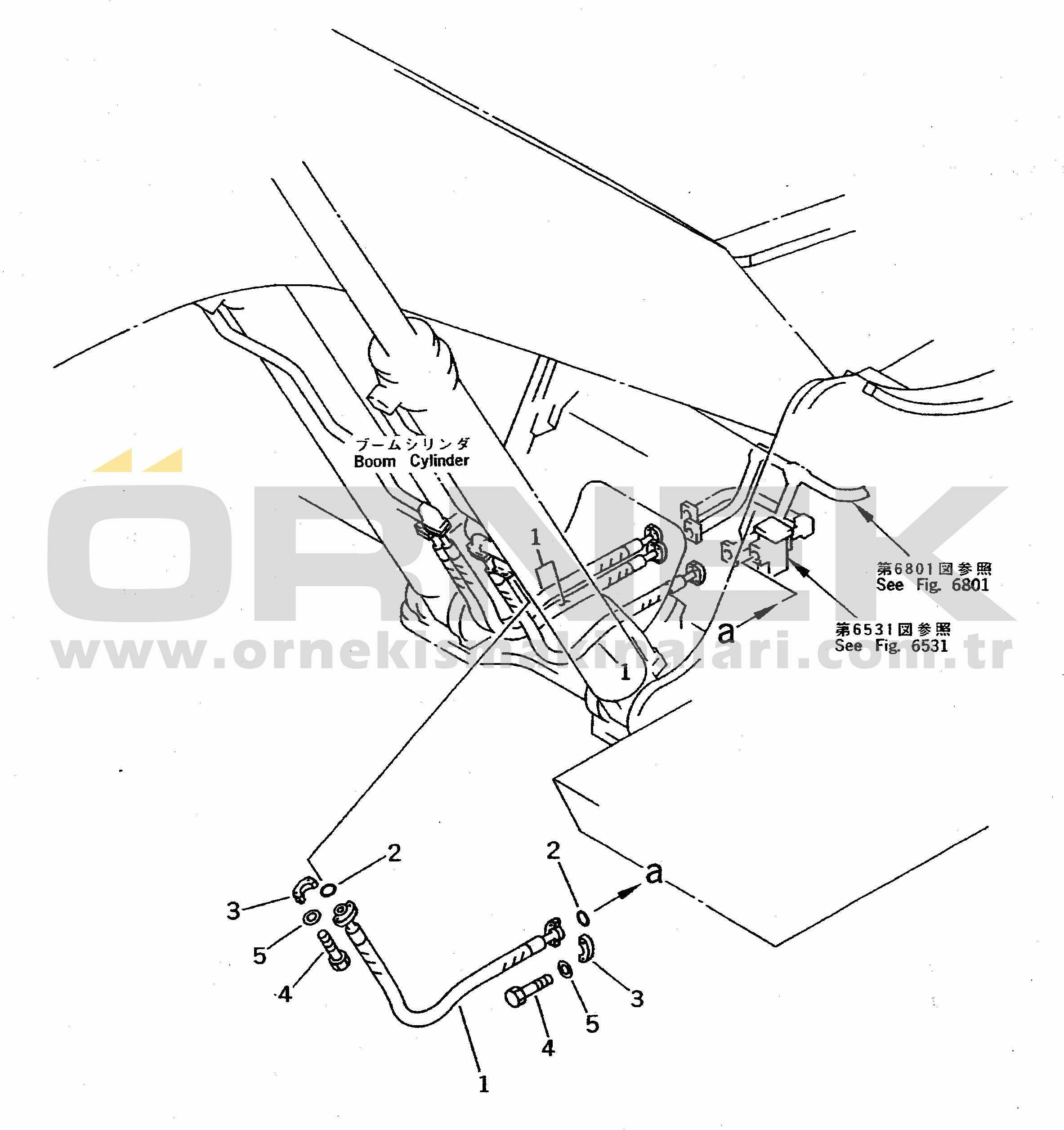 Komatsu PC400LC-5 S/N 20001-UP (Yurtdışı Versiyonu) BOOM CYLINDER PIPING (ATTACHMENT SIDE)