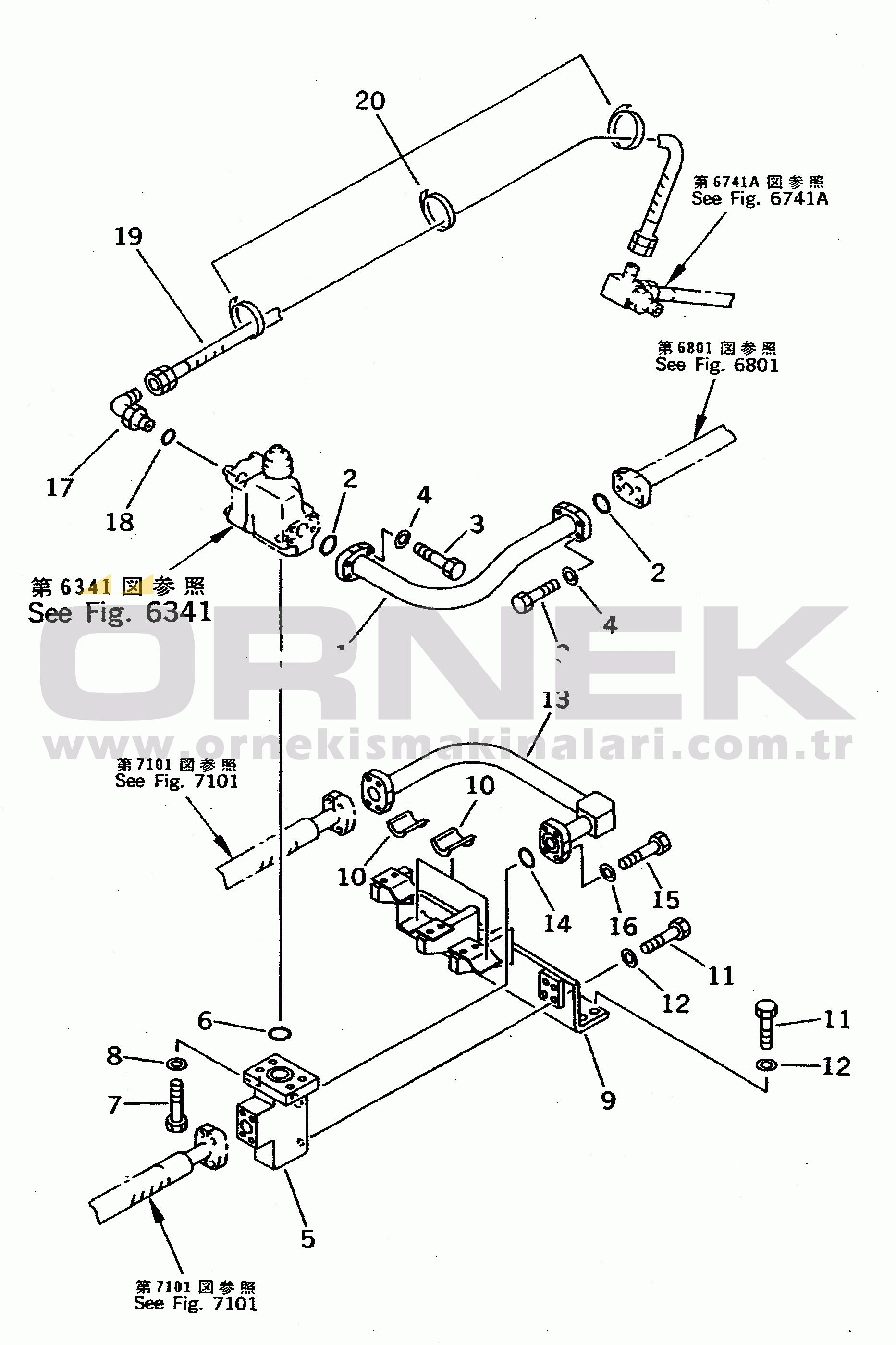 Komatsu PC400LC-5 S/N 10351-UP BOOM DRIFT PREVENTIVE PIPING(#20603-)