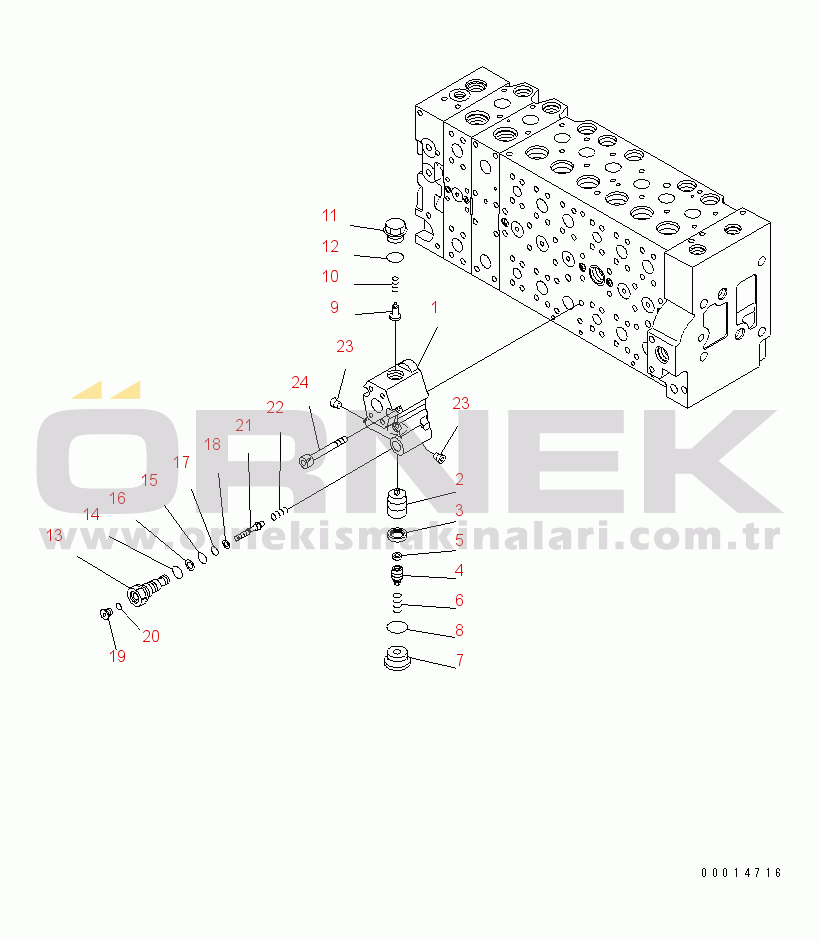 Komatsu PC400LC-7E0 S/N 60001-UP (ecot3) MAIN VALVE (1-ACTUATOR) (16/24) (WITH DRIFT PREVENTIVE)