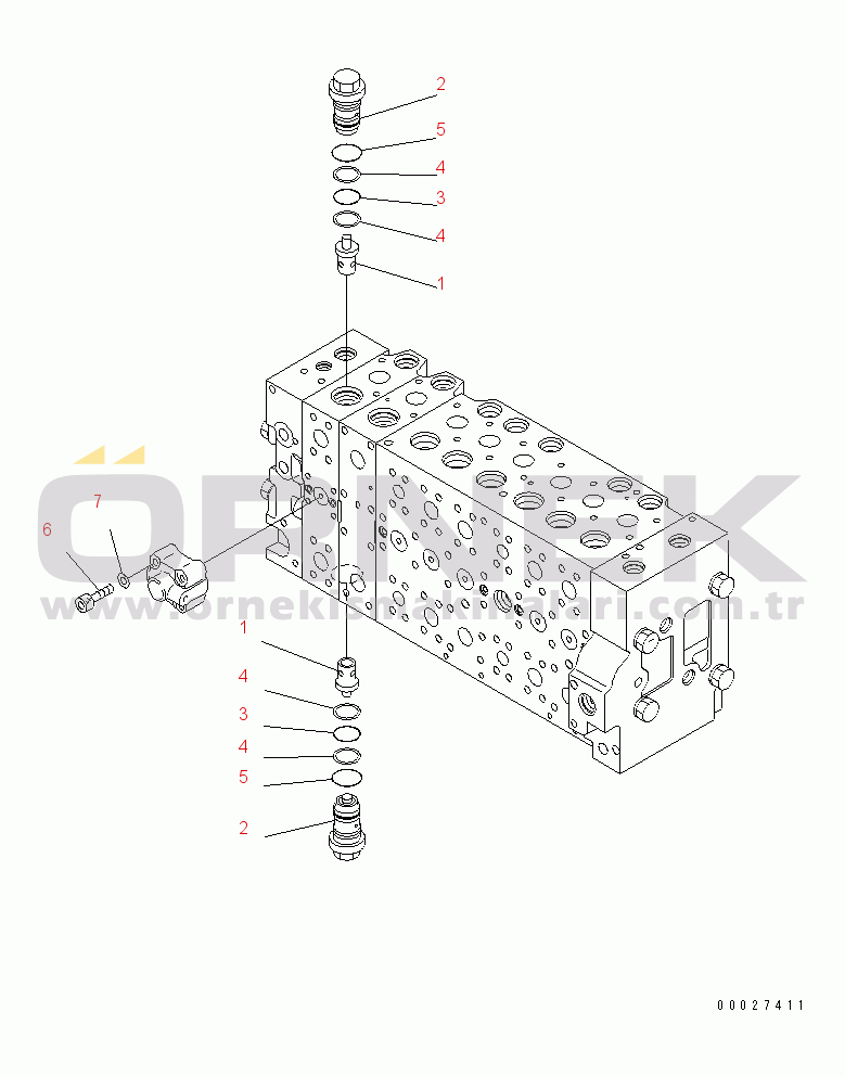 Komatsu PC400LC-7E0 S/N 60001-UP (ecot3) MAIN VALVE (1-ACTUATOR) (22/23) (FOR LOADER)