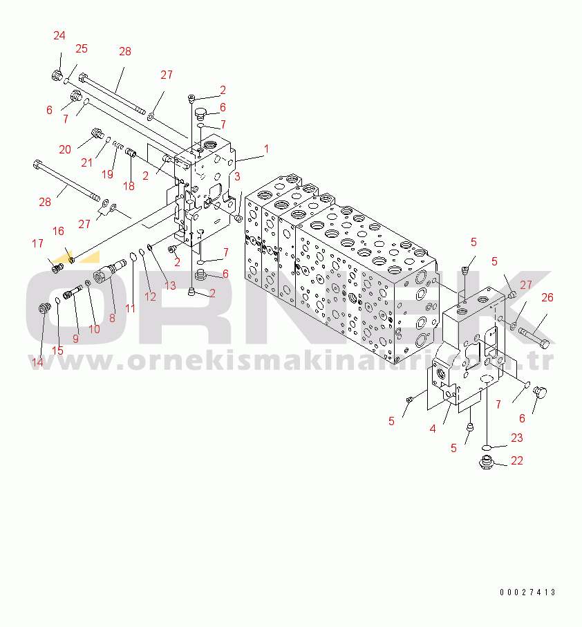 Komatsu PC400LC-7E0 S/N 60001-UP (ecot3) MAIN VALVE (2-ACTUATOR) (7/25)