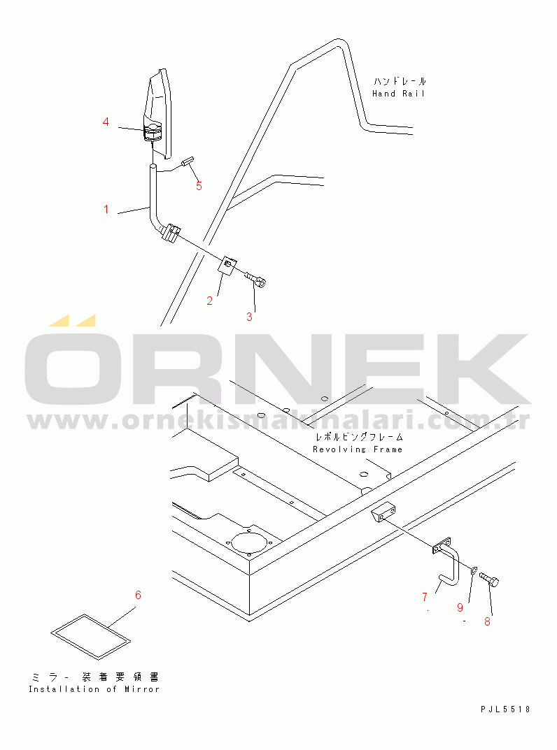 Komatsu PC400ST-6LC S/N 10001-UP REAR VIEW MIRROR¤ R.H. (JAPAN)(#10025-)