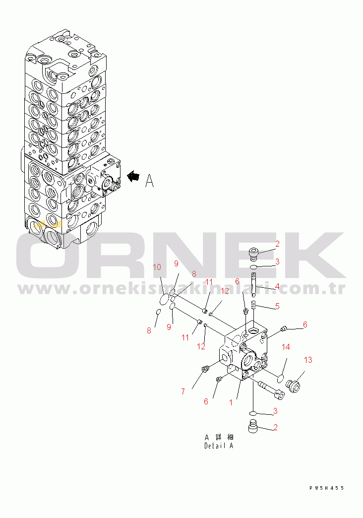 Komatsu PC40MR-1 S/N 1001-UP MAIN VALVE (8-VALVE) (15/20)(#5501-)