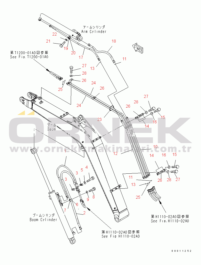 Komatsu PC40MR-2 S/N 8001-UP (Oversea Stan.) BOOM PIPING (HOSE)
