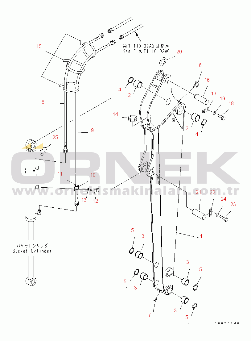 Komatsu PC40MR-2 S/N 8001-UP (Oversea Stan.) ARM (FOR LONG ARM)