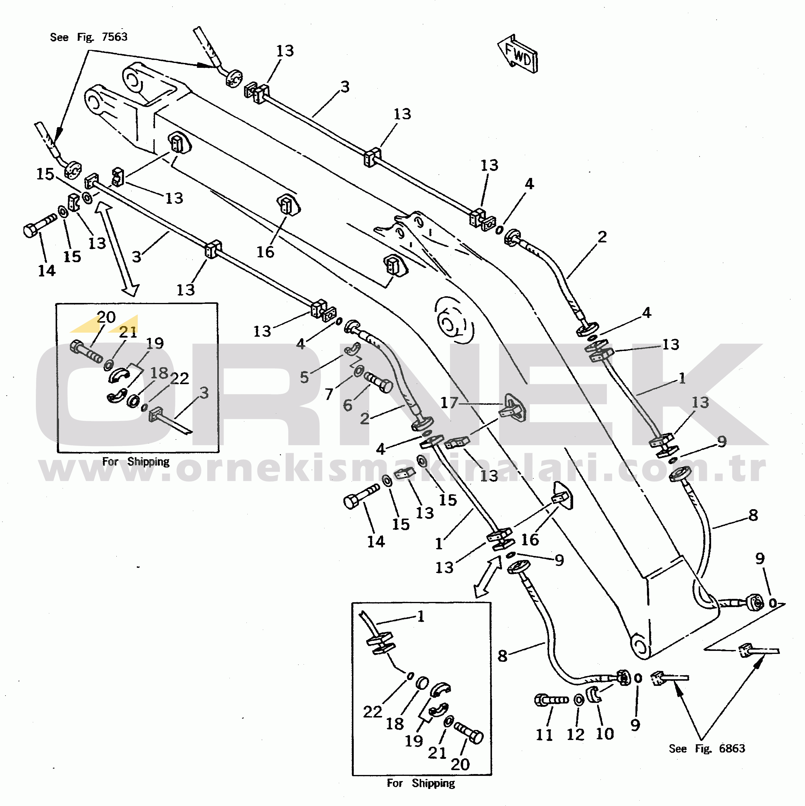 Komatsu PC410LC-5 S/N 10001-UP ADDITIONAL PIPING (ATTACHMENT SIDE) (BOOM)