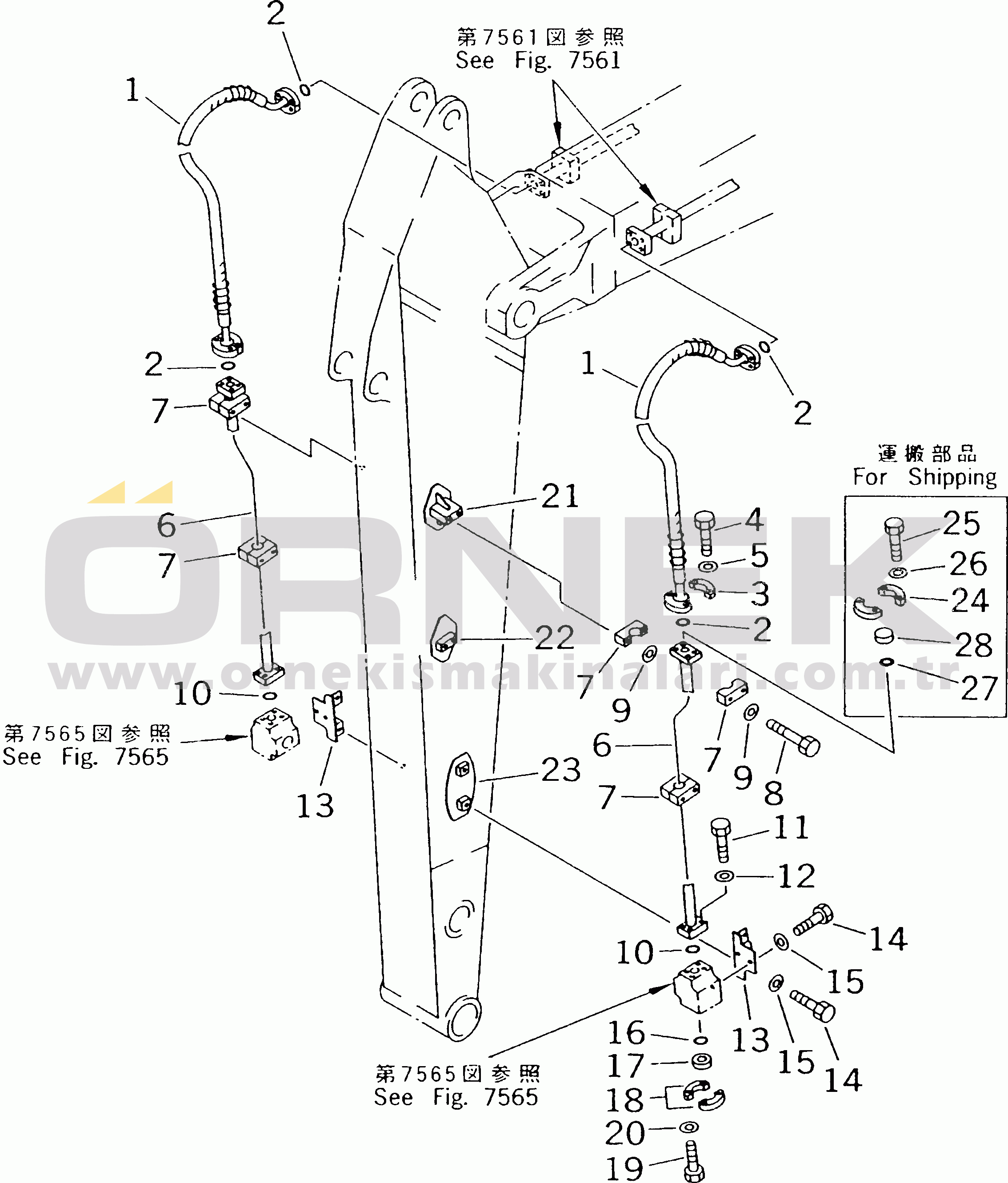 Komatsu PC410LC-5 S/N 10001-UP ADDITIONAL PIPING (ATTACHMENT SIDE) (3.4M ARM)