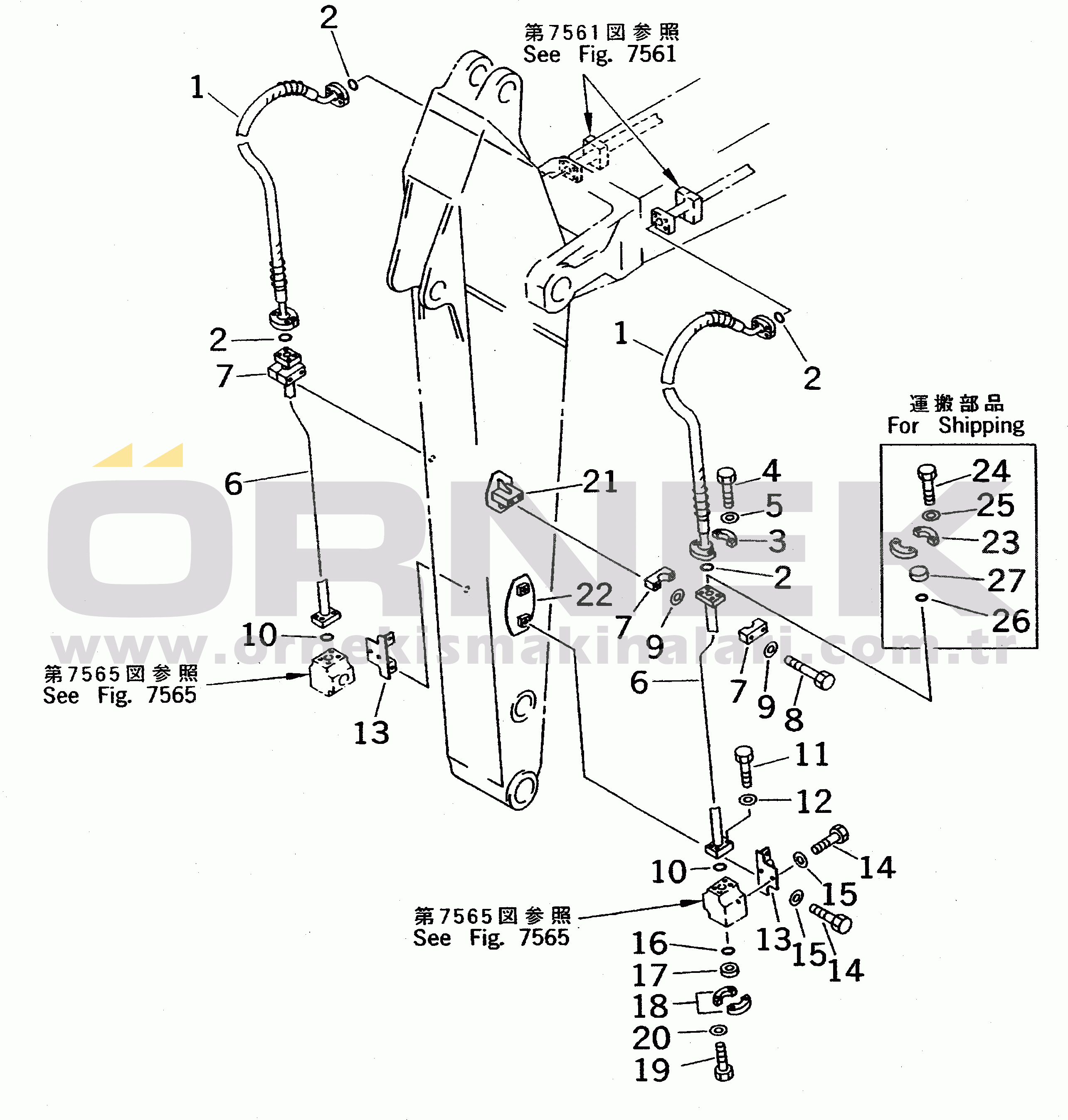 Komatsu PC410LC-5 S/N 10001-UP ADDITIONAL PIPING (ATTACHMENT SIDE) (2.9M ARM)