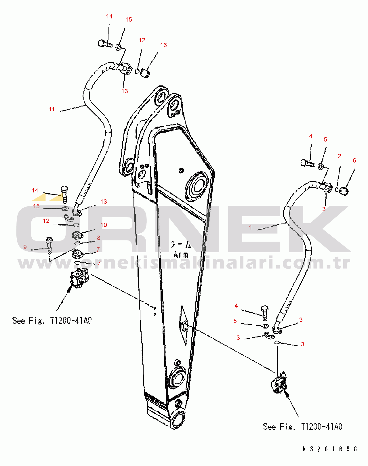 Komatsu PC450-8 S/N K50001-UP ARM (1 ATTACHMENT PIPING) (FOR 2.4M ARM)