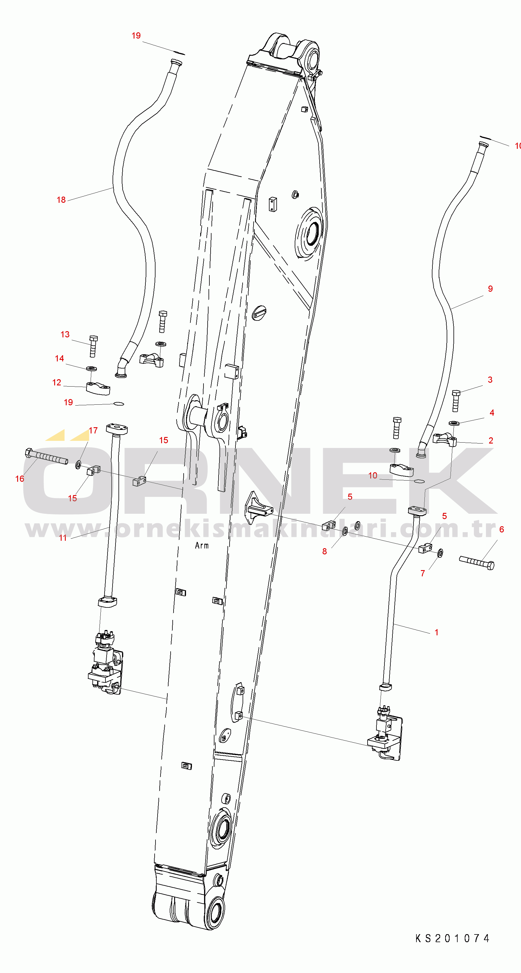 Komatsu PC450-8 S/N K50001-UP ARM (1 ATTACHMENT PIPING) (FOR 4.0M ARM)
