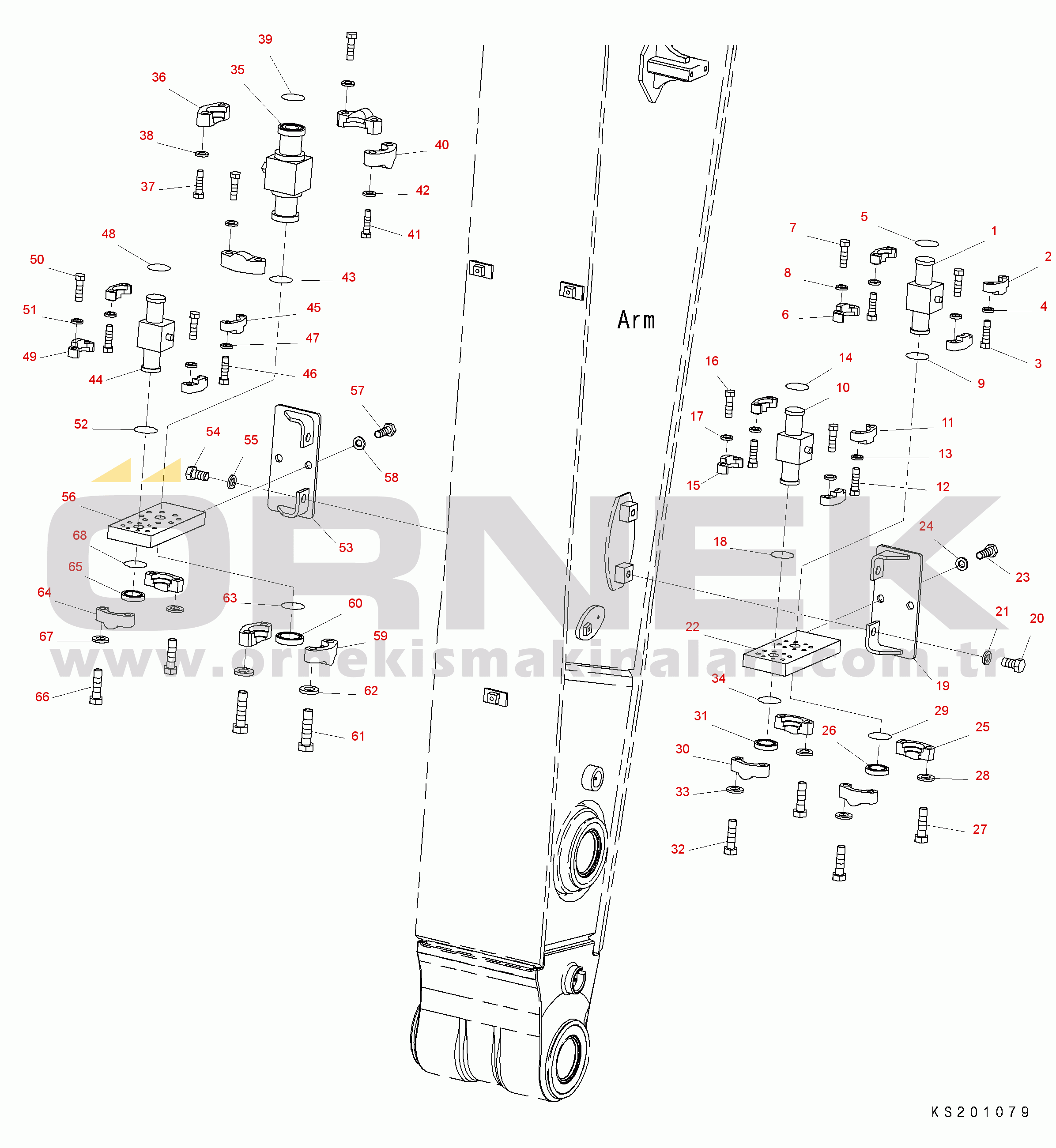 Komatsu PC450-8 S/N K50001-UP ARM (2 ATTACHMENT PIPING) (2/2) (FOR 4.0M ARM)