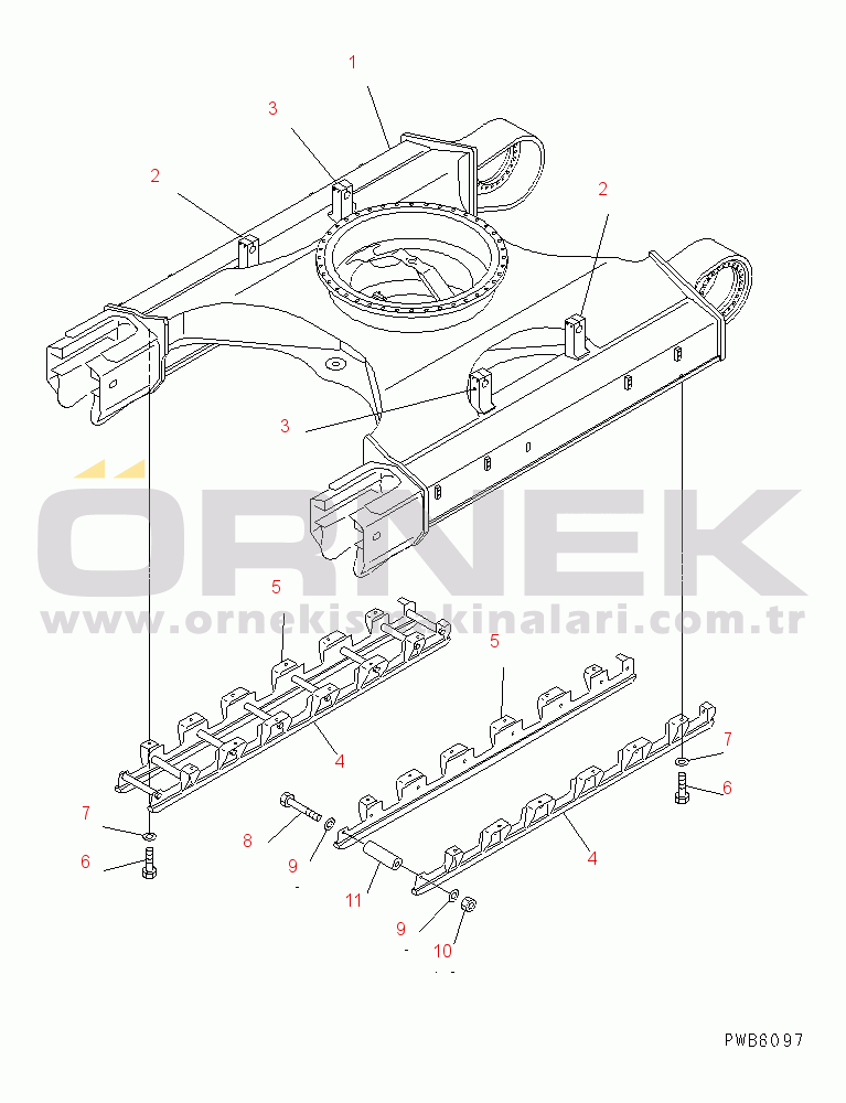 Komatsu PC450-6 S/N 10001-UP TRACK FRAME (FULL ROLLER GUARD) (FOR UNDER COVER)(#12001-12143)
