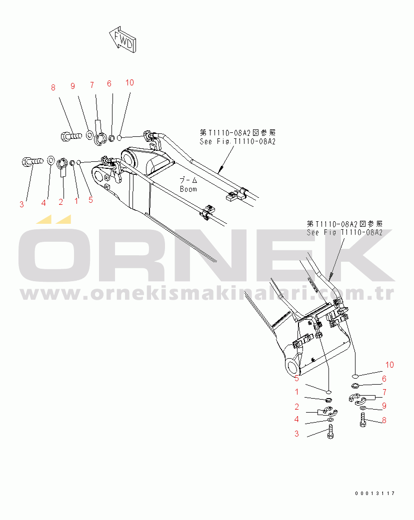 Komatsu PC450-7-M1 S/N 20001-UP BOOM (BLIND PARTS) (FOR ADDITIONAL PIPING)