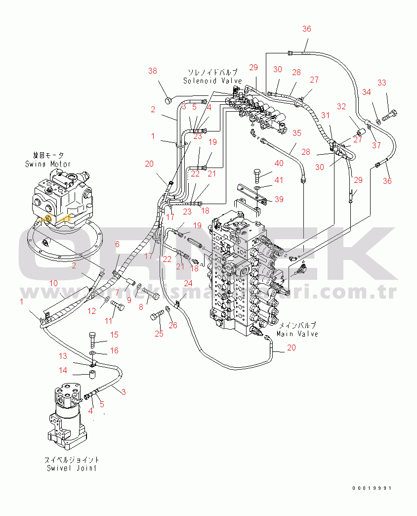 Komatsu PC450-7K S/N K40001-UP SOLENOID VALVE (HOSE AND BRACKET)