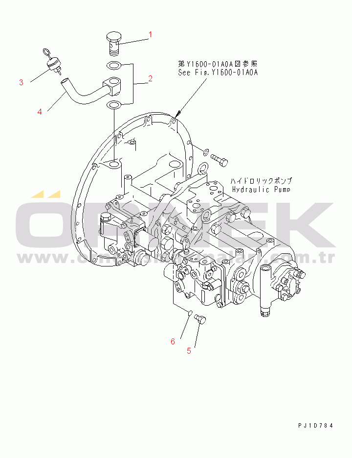 Komatsu PC450LC-6 S/N 10001-UP MAIN PUMP (CONNECTING PARTS)(#12641-)