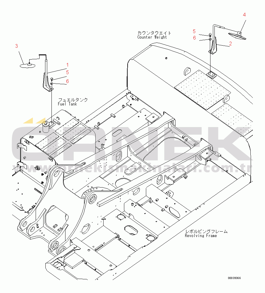 Komatsu PC450LC-7K-E0 S/N K45001-UP REAR VIEW MIRROR
