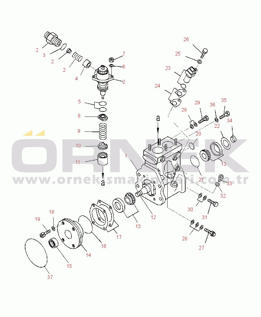 Komatsu PC450LC-8 S/N A10001-UP A4010-D3Y7 FUEL SUPPLY PUMP INNER PARTS (1/2)
