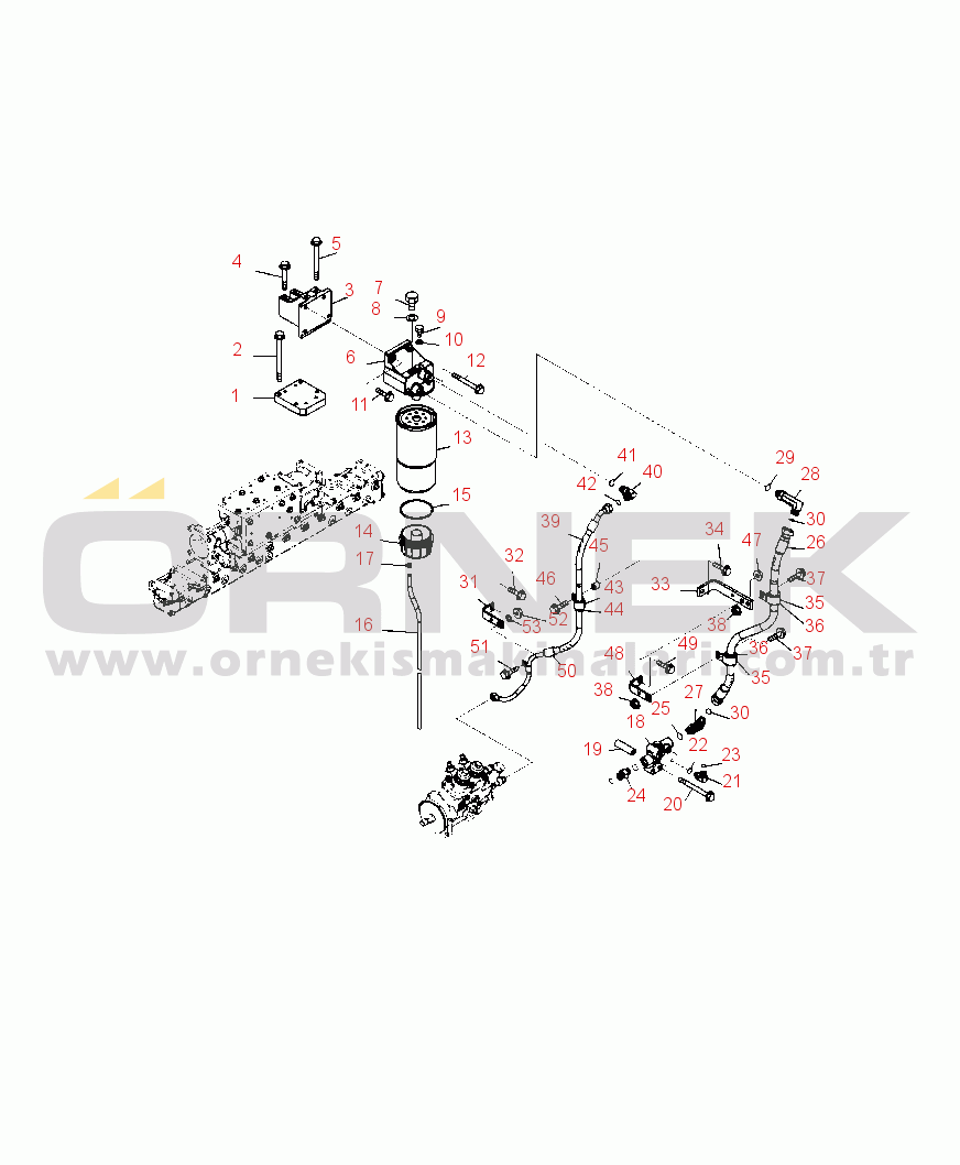 Komatsu PC450LC-8 S/N A10001-UP A4150-A3A9 FUEL PRE-FILTER (1-1/4) AND PIPING