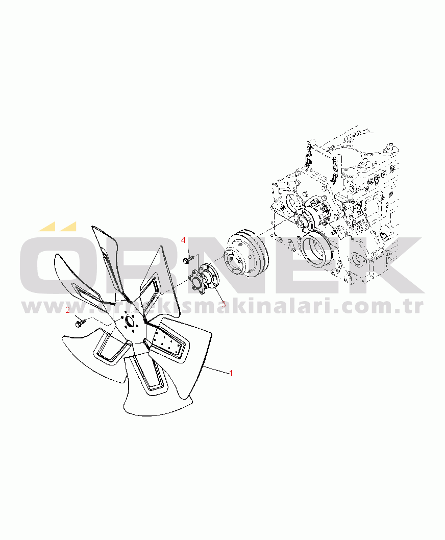 Komatsu PC450LC-8 S/N A10001-UP A5030-A3K2 COOLING FAN (SUCTION TYPE)