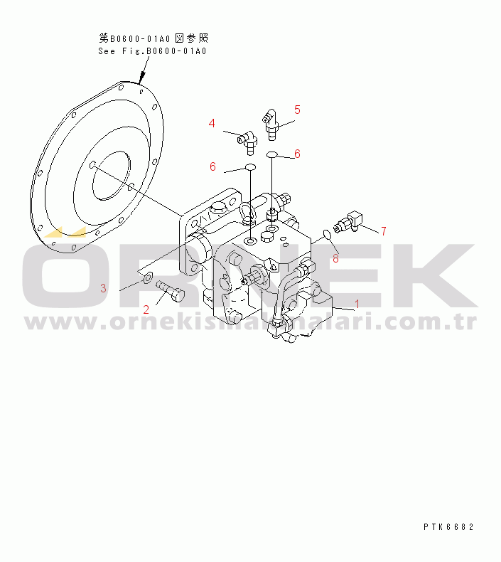 Komatsu PC45MR-1 S/N 1001-UP MAIN PUMP (MOUNT AND CONNECTOR)(#1001-3000)