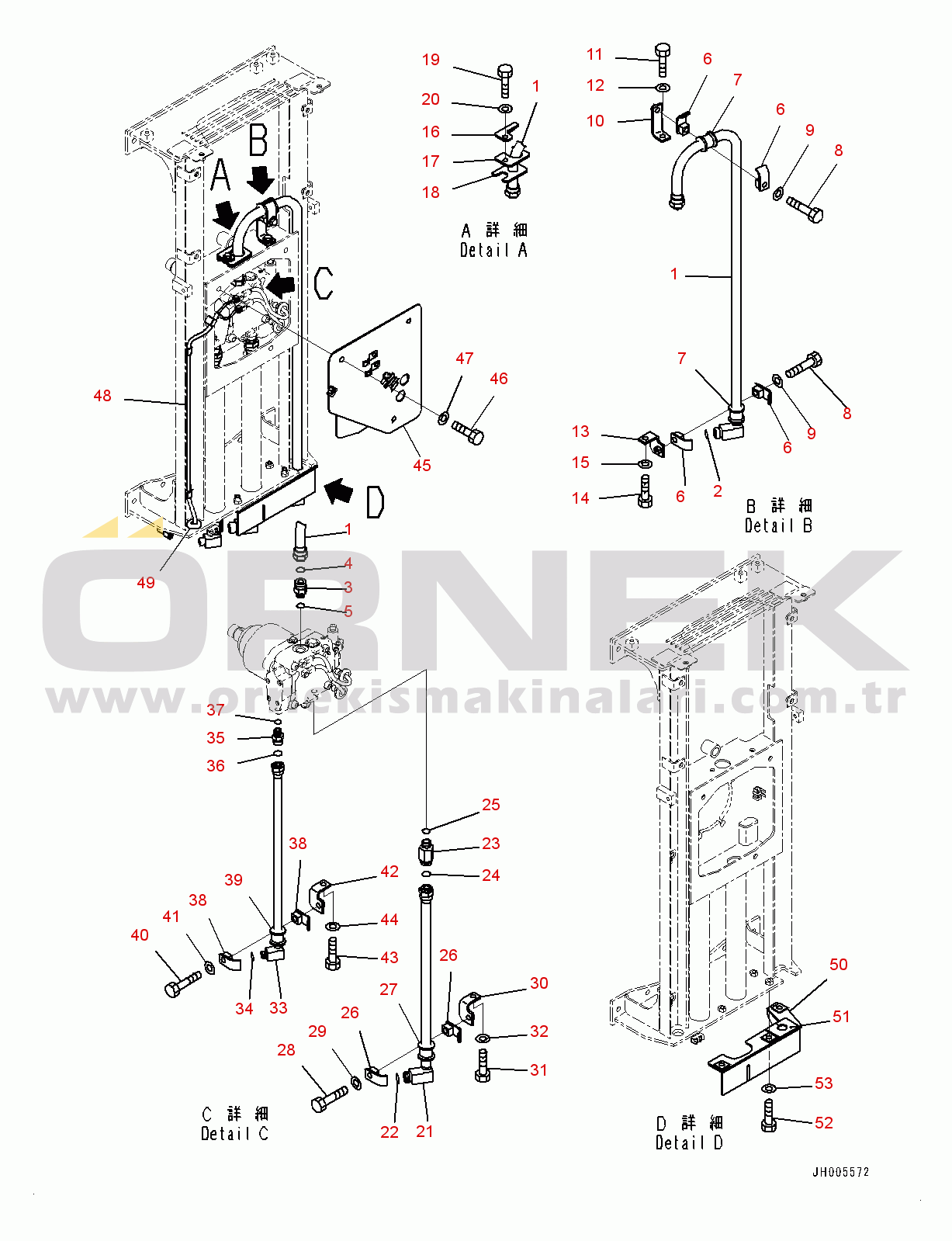 Komatsu PC490LC-10 S/N 80001-UP Cooling System, Fan Motor Piping