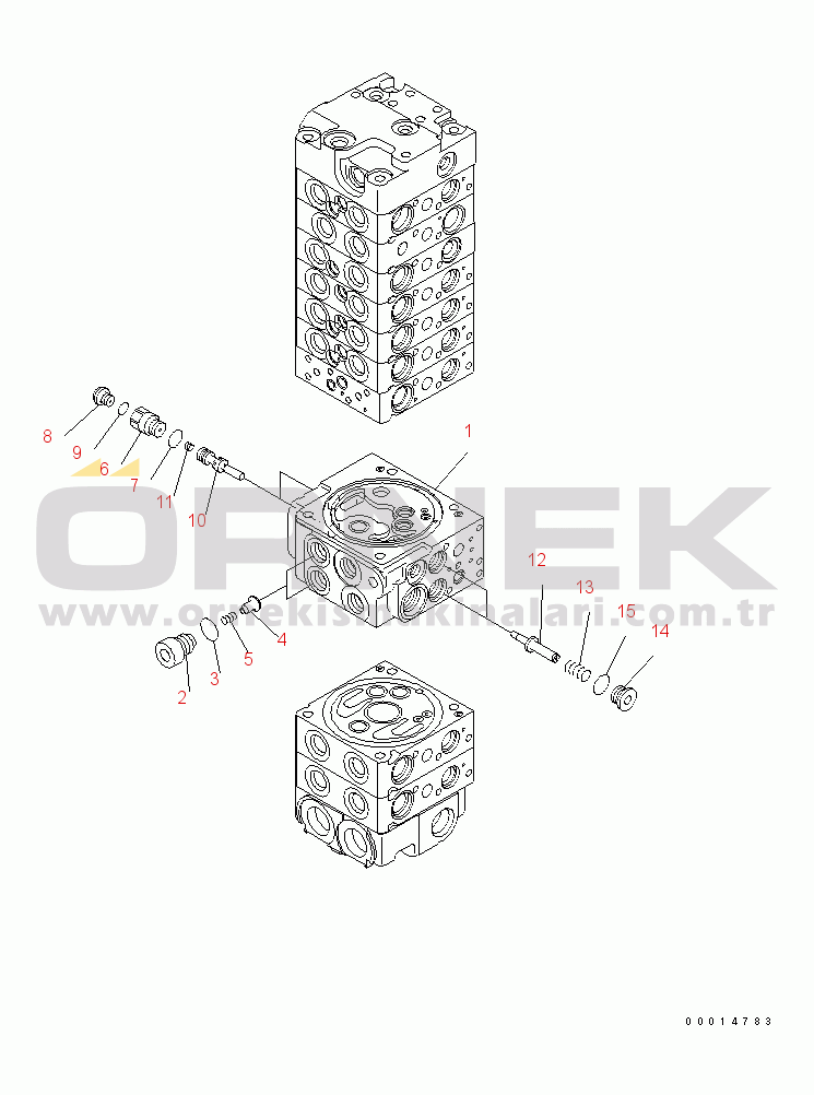Komatsu PC50MR-2 S/N 5001-UP (Avustralya İçin) MAIN VALVE (9-VALVE) (13/22) (70L/MIN)