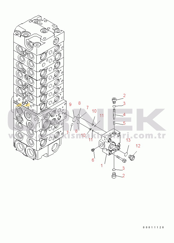 Komatsu PC50MR-2 S/N 5001-UP (Avustralya İçin) MAIN VALVE (9-VALVE) (15/22) (70L/MIN)