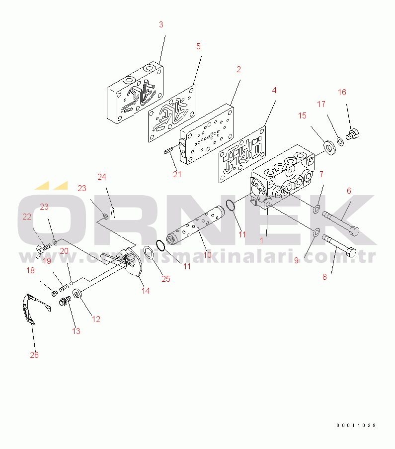 Komatsu PC50MR-2 S/N 5001-UP (Avustralya İçin) SELECTOR VALVE (FOR MULTI PATTERN CONTROL)