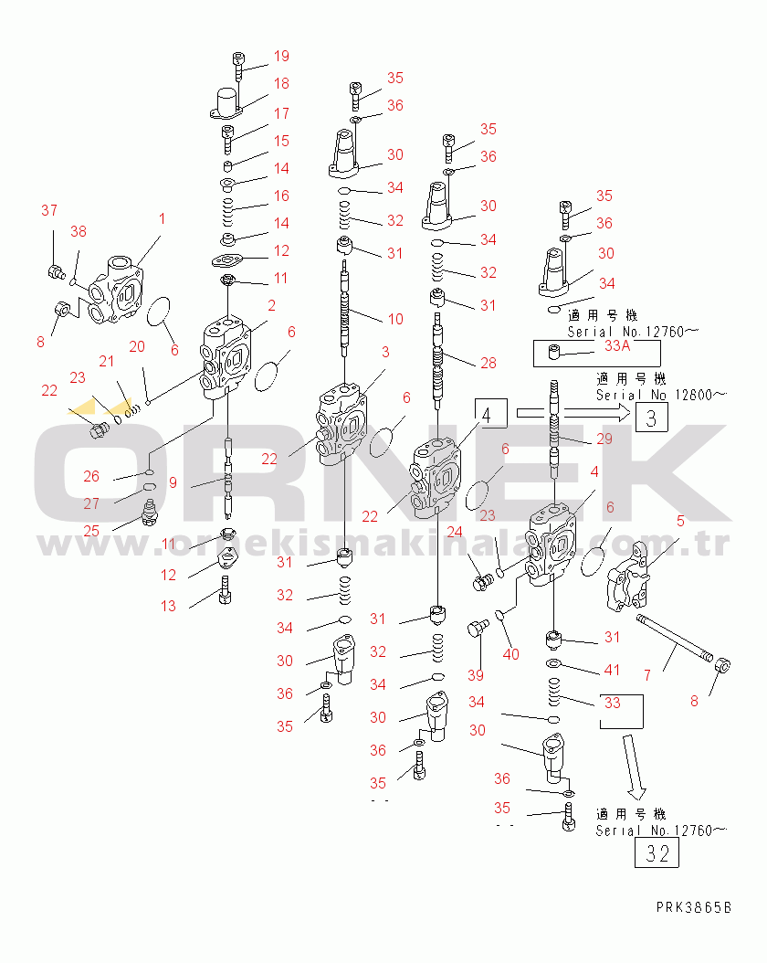 Komatsu PC50UD-2 S/N 8001-UP MAIN VALVE (4-VALVE) (FOR VALVE L.H.) (1/2)